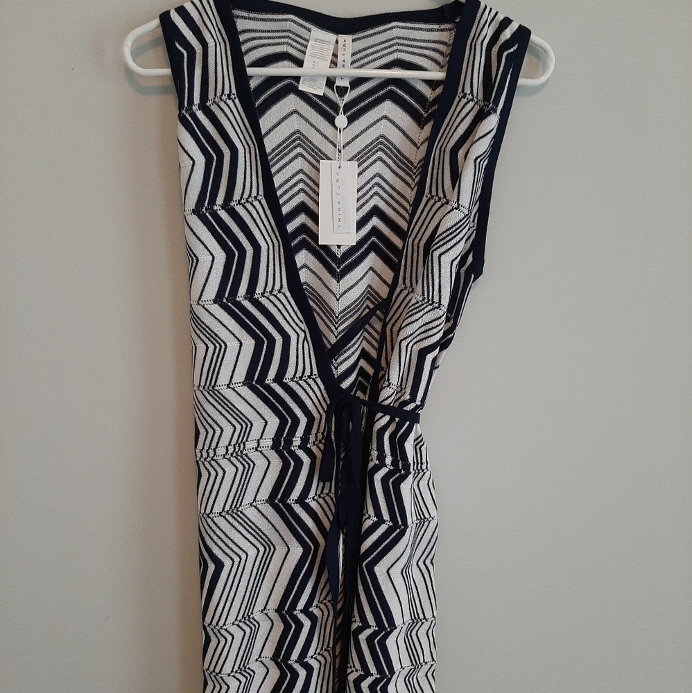 Trina Turk Navy Wrap Swim Cover Up Size Small